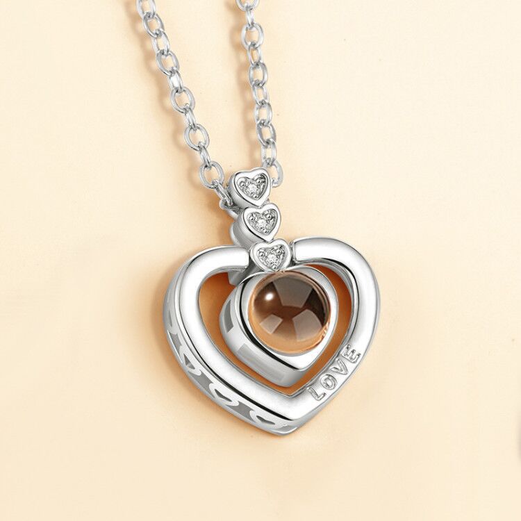 Elegant Korean Style Heart Shape Copper Zircon Pendant Necklace In Bulk display picture 2