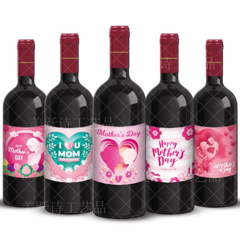 Venta al por mayor del Día de la madre decoración del partido botella de vino pegatinas