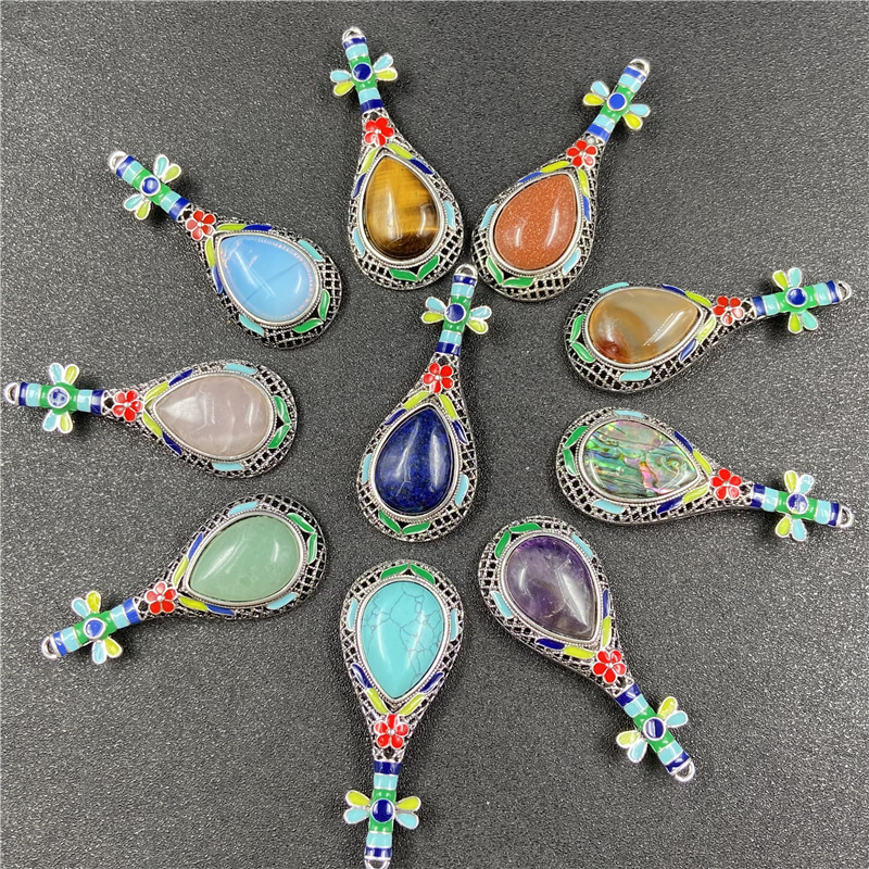 Gem Inlaid Pipa Multicolor Pendant Brooch Necklace Accessories display picture 19