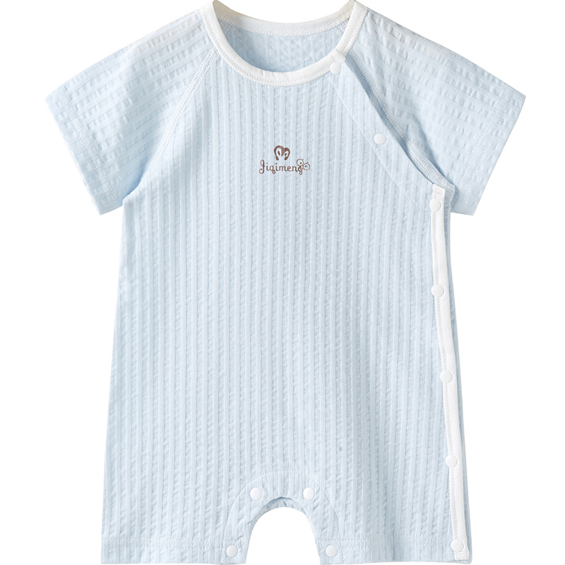 Bebé verano mono recién nacido delgado traje de escalada de manga corta hombres y mujeres niños pequeños ropa de verano de algodón mameluco ropa de bebé