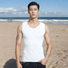 男士背心纯棉夏季冰丝凉感跨栏运动内穿春秋打底无袖白色工字背心