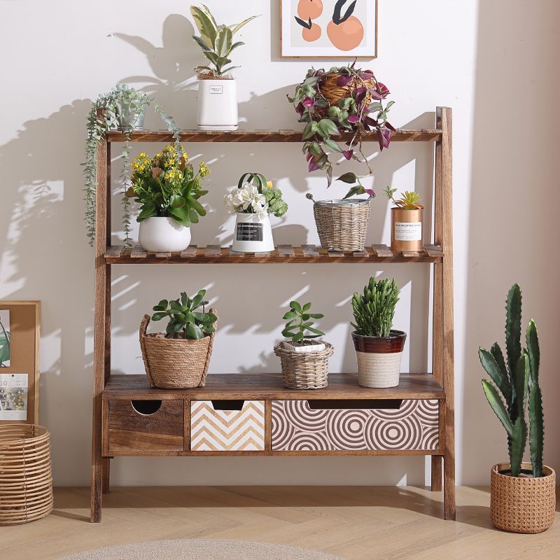 田园实木吊兰花架阳台置物架客厅落地式多肉架子高端室内防腐花架