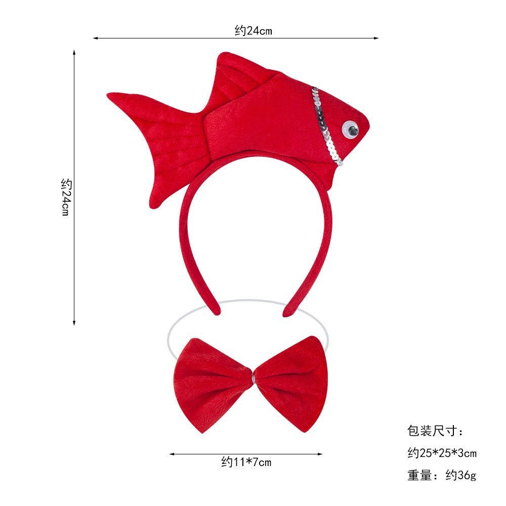 Wansheng rendimiento de la etapa tocado suministros de juego de Navidad peces animales diadema Vida Marina Goldfish diadema