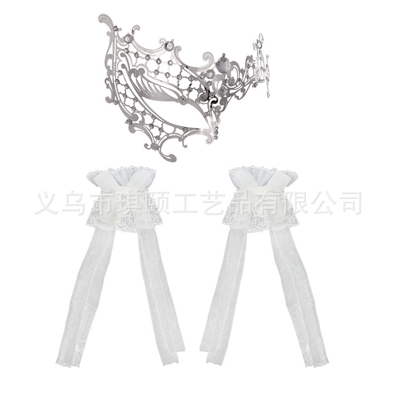 Gothic Oscuro Lolita retro bolsa de arena de encaje brazalete set de baile de máscaras máscaras sexuales