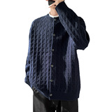 2026秋季青少年韩系风黄色长袖针织开衫宽松圆领透气罗纹底摆，男装针织衫/毛衣，星座614