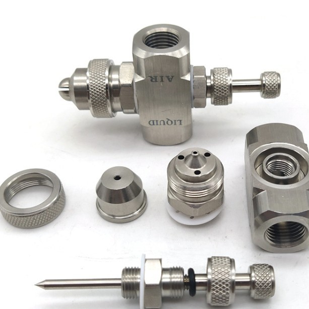 不锈钢扇形高压加湿细雾化喷嘴 可调虹吸二流体降温除尘压力喷头