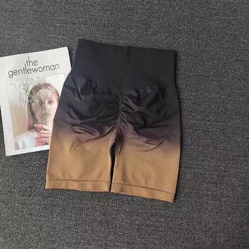 Cross-border yoga shorts, suspender dyeing, gradient hip lifting fitness shorts, women's high waist tight three-point yoga sports shorts