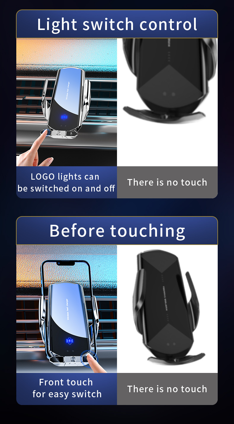Cross-Border Car Mobile Phone Holder Charger Suitable for Huawei Apple Samsung Xiaomi Wireless Charging Navigation Holder