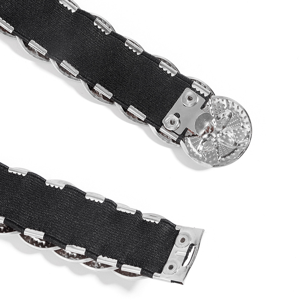 Ceinture en fer métallique pour femmes, écailles de poisson élastiques, ceinture élastique ronde rétro avec jupe, ceinture de costume européenne et américaine_voghion.com
