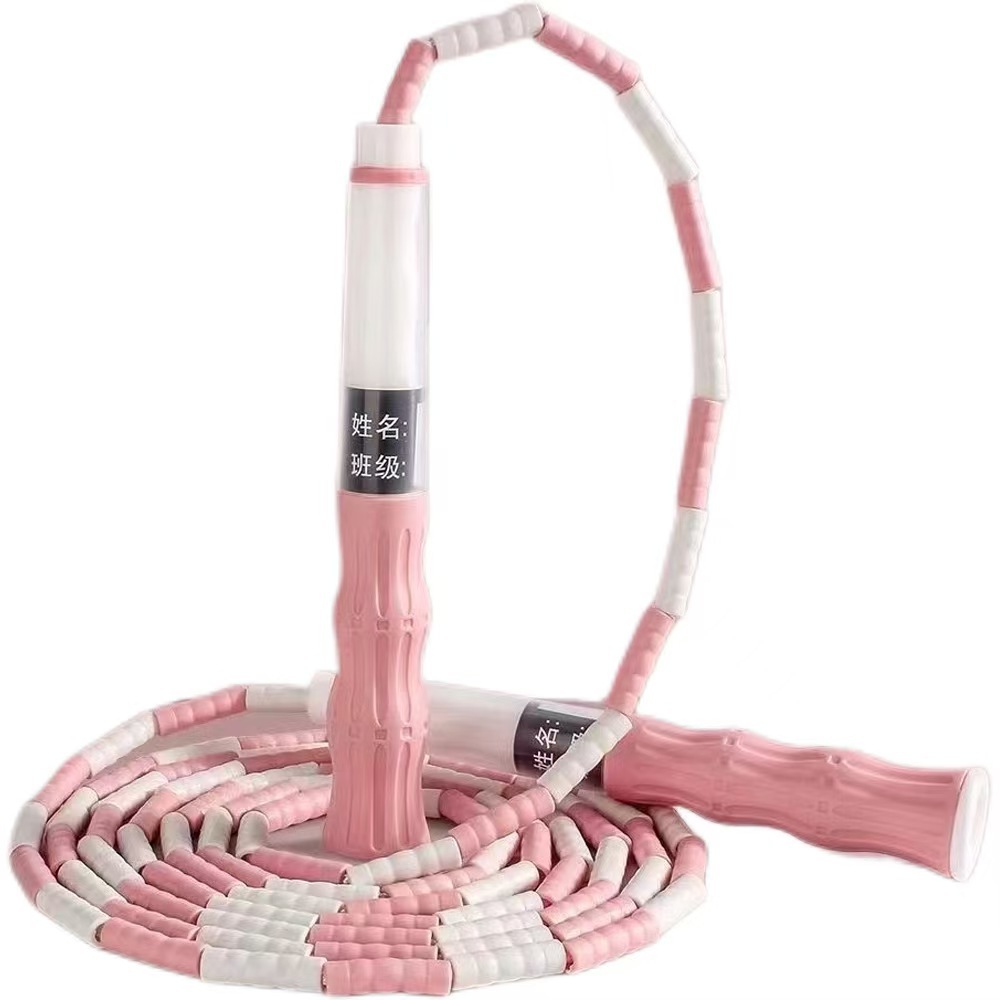 Children's Primary School Students' Soft Bead Bamboo Skipping Rope Factory Wholesale Non-Slip Rope Aerobic Steel Wire Rope Foldable Lightweight Portable