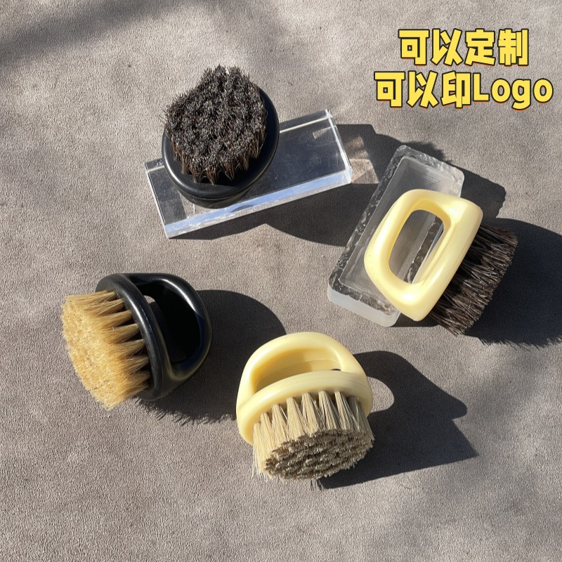马蹄胡须刷 马毛鞋刷 指环碎发 文玩猪鬃刷 手抓无柄软毛刷