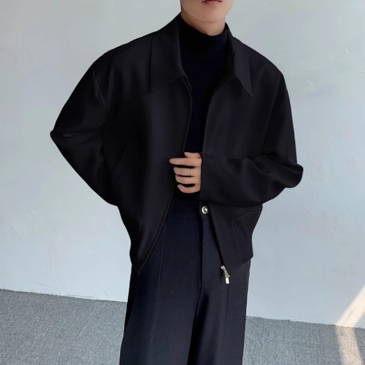 Casual Solid Color Lapel Jacket, Loose And Trendy Short Silhouette Versatile Jacket_voghion.com