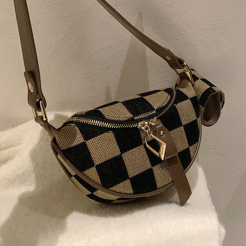 2024 new style foreign style versatile checkerboard chest bag ins fashion plaid waist bag dumpling bag crossbody bag bags