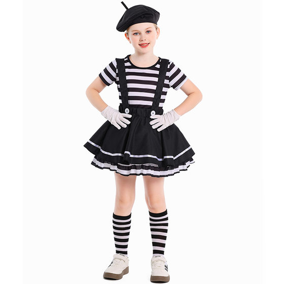 Children's Day Mime Actor Clown Mime Costume Halloween Comedy Girls European and American Game Stage Performance Costume