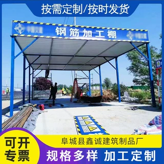 标准化钢筋加工棚建筑施工防护棚临时安全通道单双立柱组装钢筋棚