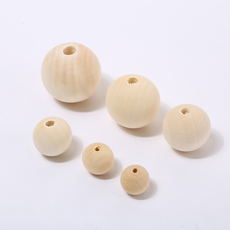 DIY饰品配件4-50mm禾木原木色木珠子荷木毛坯圆珠散珠现货批发