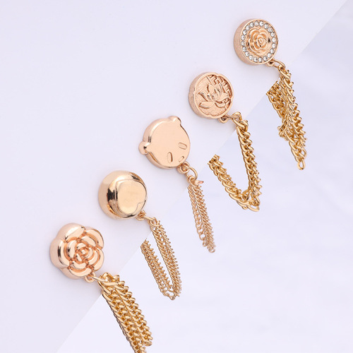 Chain magnetic buckle pants hem anti-dragging metal magnetic button cuff fixing magnet buckle no-sew pant leg length shortening magic tool