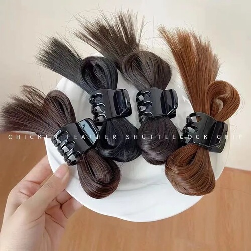 Feather shuttlecock fountain high ponytail grabber hairpin for women with hair volume on the back of their head, half-tied wig, shark clip headgear