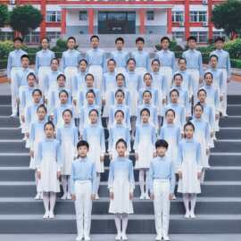 儿童合唱朗诵演出服初中小学生演讲比赛红歌爱国女童蓝色诗歌班服