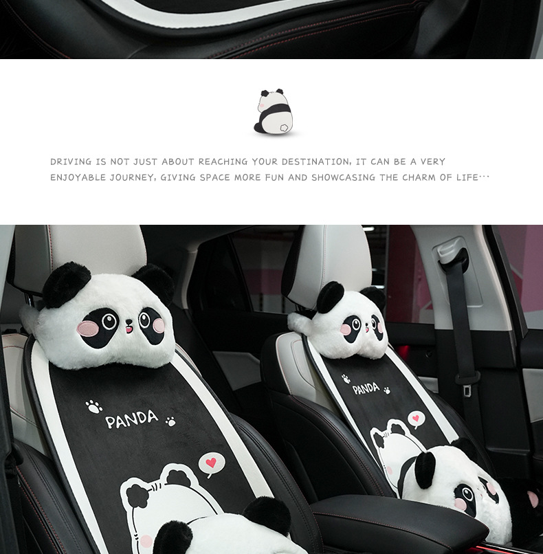 Stuffed Car Seat Cushion, High-End Cartoon Panda, Soft and Comfortable Car Seat Cushion, Autumn and Winter Warm Universal Seat Cover