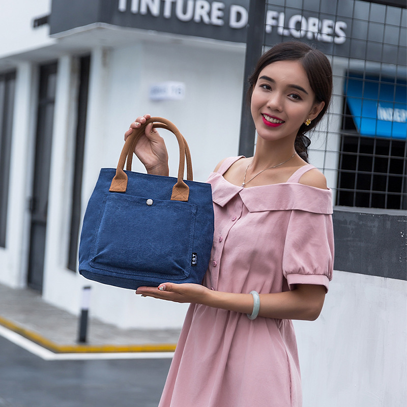 Popular canvas bag women's Japanese and Korean canvas small bag women's fashion handbag in stock wholesale canvas bag hand bag