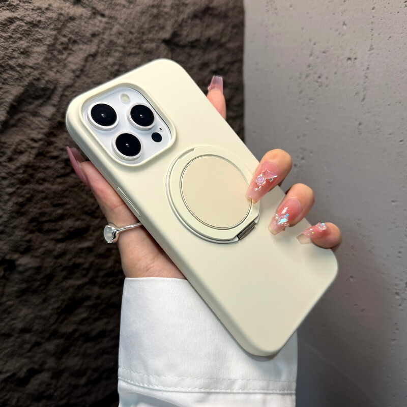 适用苹果16液态硅胶旋转磁吸支架手机壳iPhone15大孔肤感保护套14|undefined