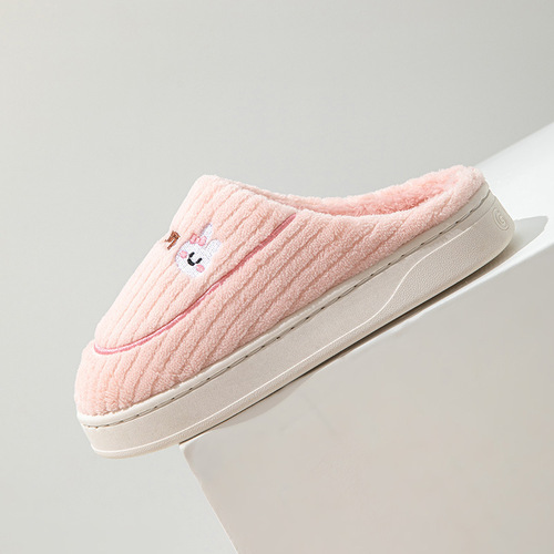 New Autumn/Winter Cotton Slippers for Women Home Use Indoor Warmth Plush Cute Girl Heart Slippers for Men Anti-Slip Cotton Shoes