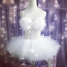 led发光文胸羽毛绒毛内衣电音节bra tutu套装DS演出服女酒吧亮灯