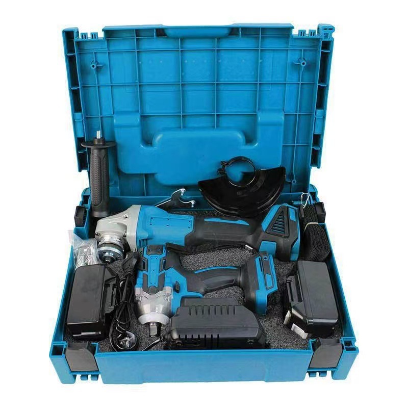 Llaves eléctricas de batería de litio de gran capacidad, amoladora angular de batería de litio, juego de dos piezas de amoladora angular de llave transfronteriza