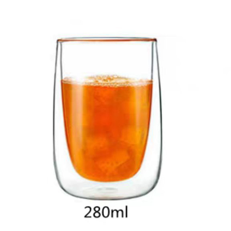 Vidrio borosilicato de doble capa de jugo de leche taza de bebida de vidrio transparente con aislamiento de agua taza de café de doble capa