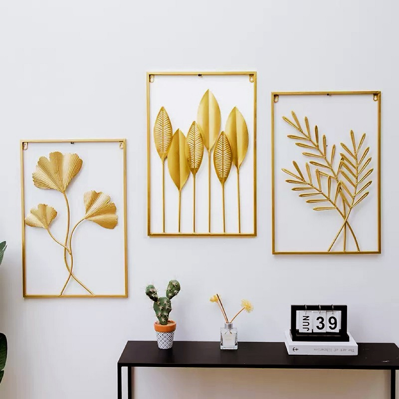 Adorno de Pared con Hojas de Hierro de Metal, para Sala de Estar, Dormitorio y Comedor