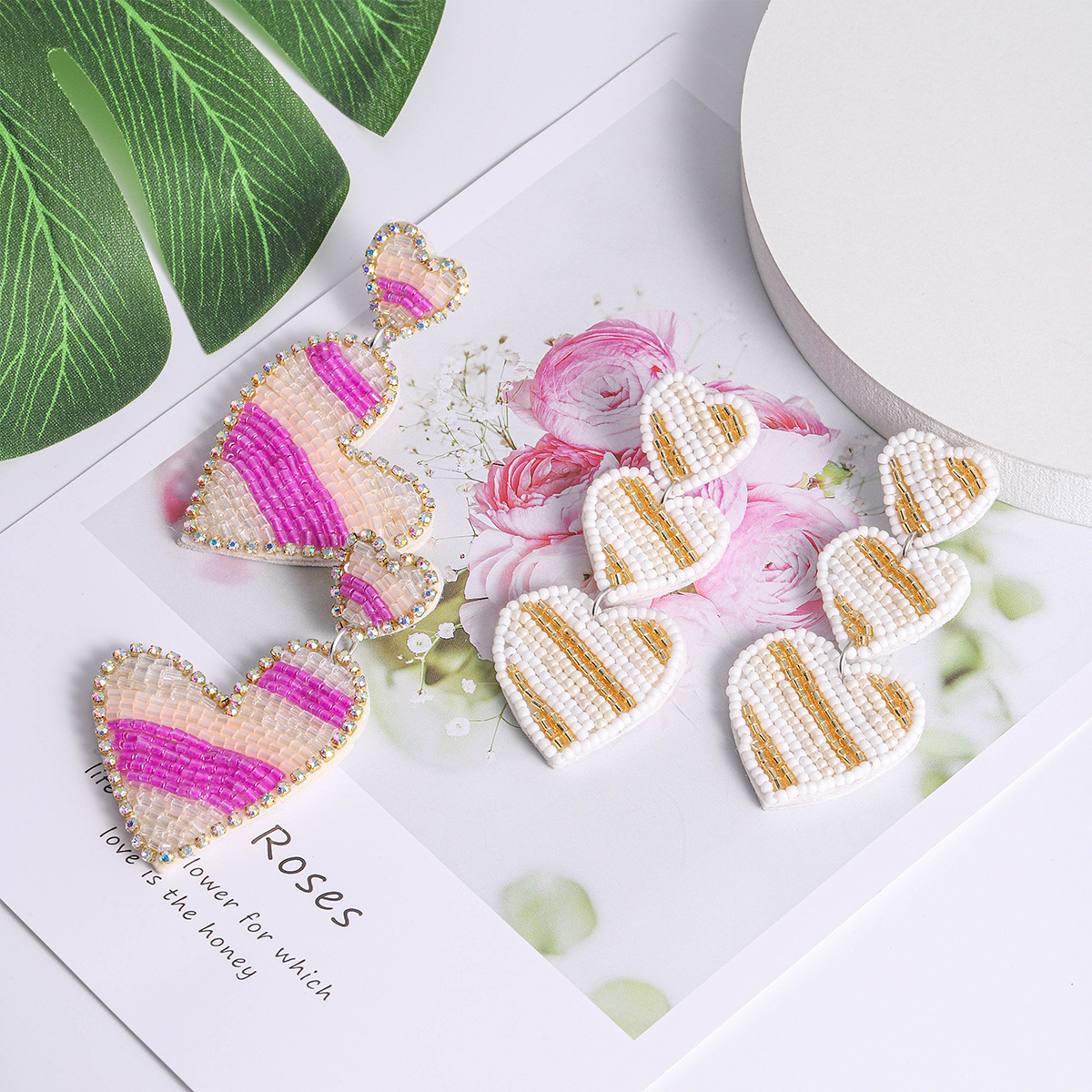 1 Pair Elegant Lady Letter Heart Shape Plastic Resin Drop Earrings display picture 1