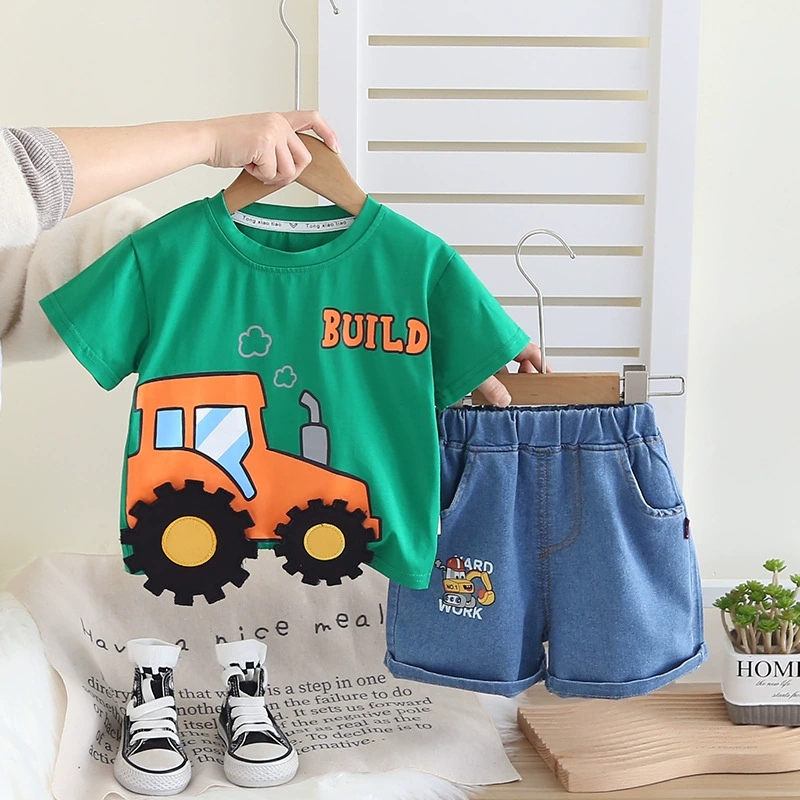 Летняя модная одежда, набор для мальчиков, футболка с коротким рукавом, 1–5 лет