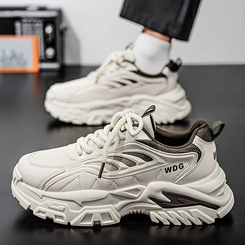 Мужские спортивные кроссовки весна 2025, новые кроссовки для бега на толстой подошве, увеличивающие рост, кроссовки в стиле "dad shoes", повседневная обувь для кросс-борда.