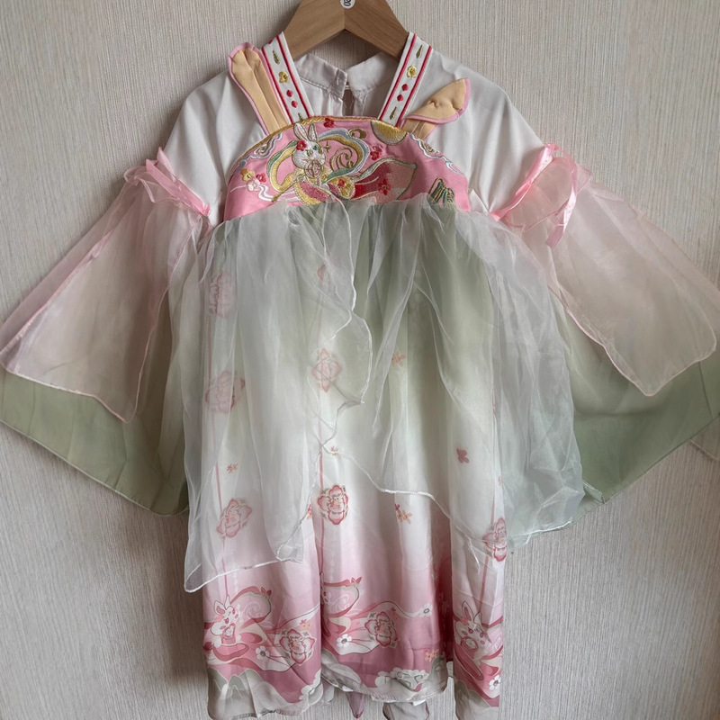 Hanfu girls spring and autumn 2025 new children autumn and winter long sleeve ancient dress little girl rabbit dress fairy