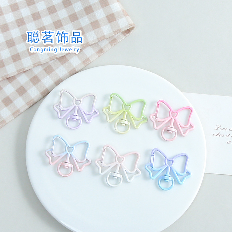 Colorful Gradient Bowknot Universal Rotating Buckle Jewelry DIY Accessories Connecting Ring Keychain Handmade Materials Wholesale
