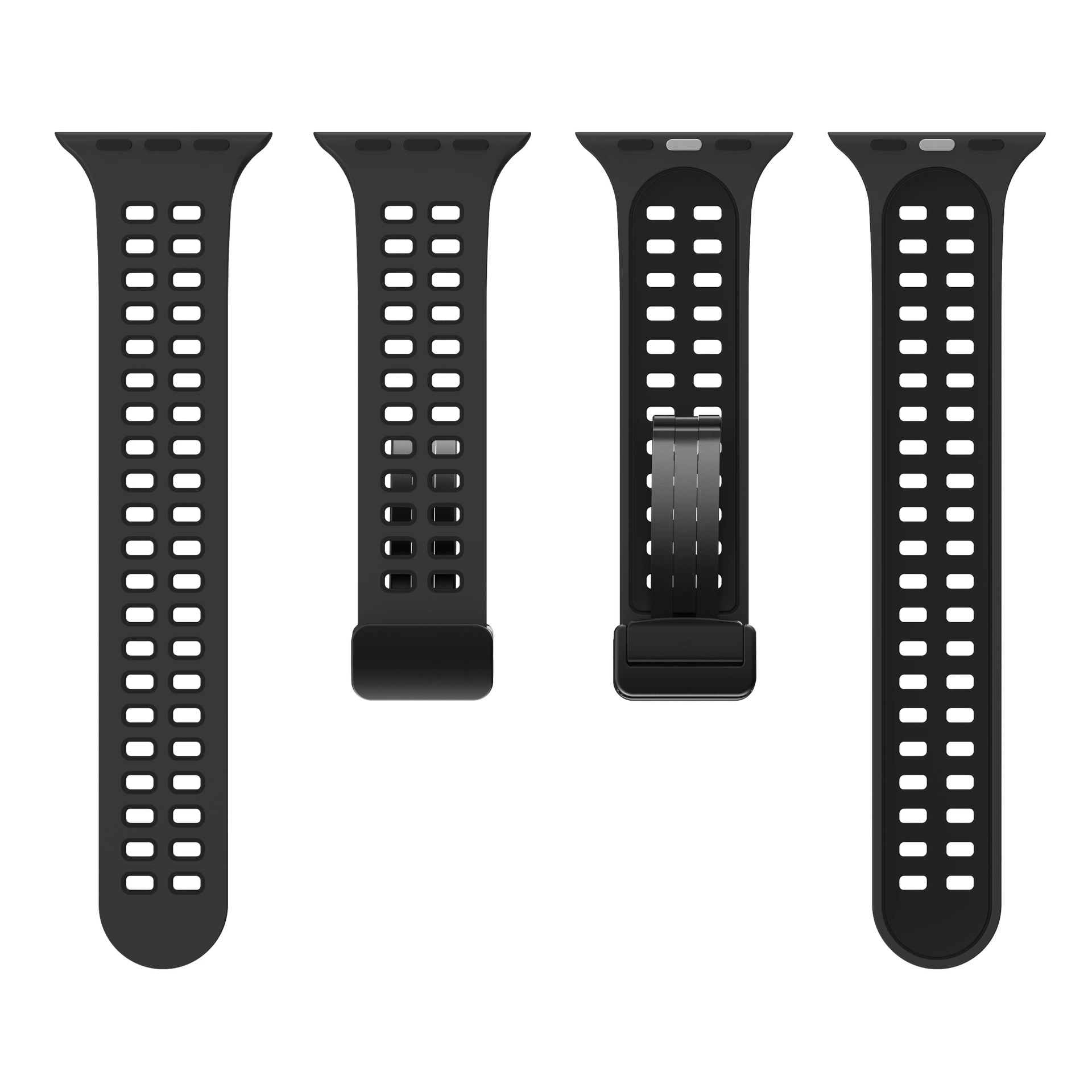 Подходит для Apple Tibetan AppleWatch1-9 поколения складной складной складной магнитный всасывание двойная строка поры двуцветный силиконовый ремешок