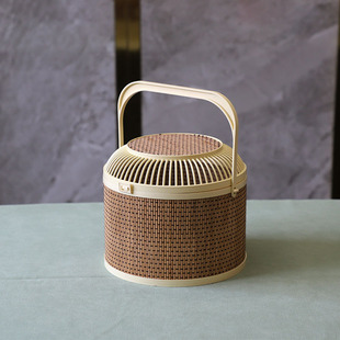 Gift Box Outer Packaging Bamboo Woven Portable Egg Basket Bayberry Pipa Storage Bamboo Basket