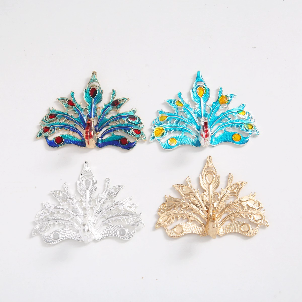 handmade? Увы: Handmade Metal Phoenix Hairpin in Sapphire Blue - Elegant Chinese Bridal Hair Accessory by