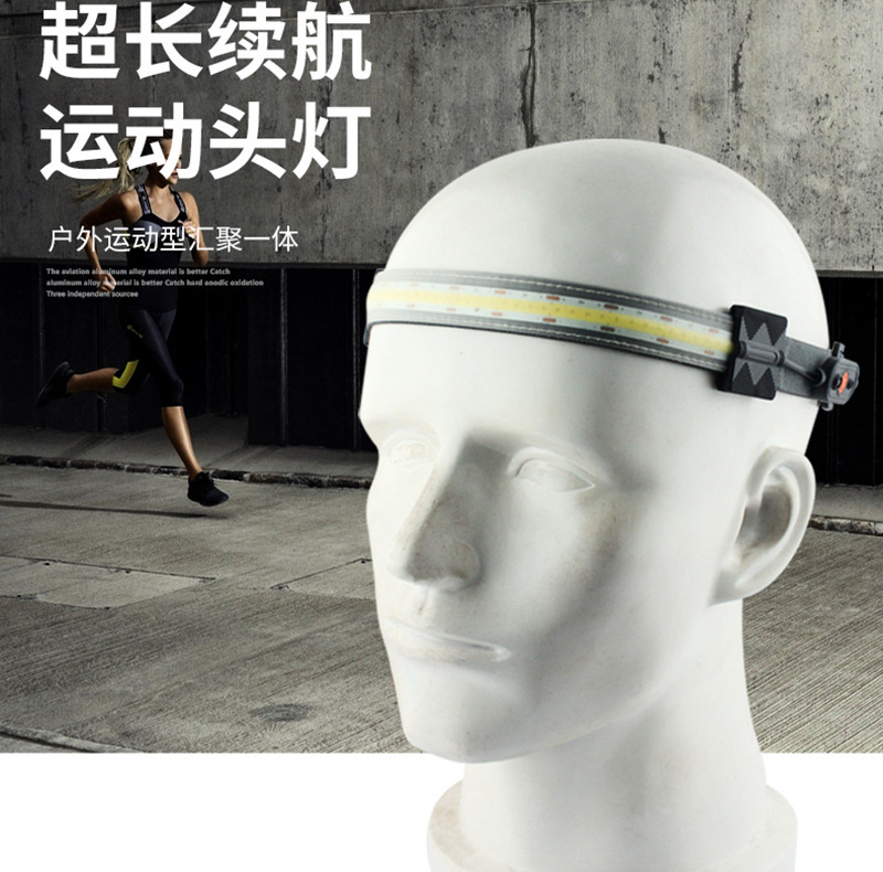 Directo de fábrica transfronteriza nueva luz fuerte reflector LED USB recargable cinturón de luz al aire libre luz suave faro suministro