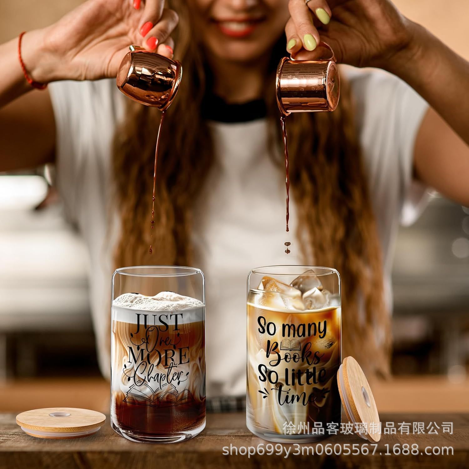 Transfronterizo Amazonas alta borosilicona taza de vidrio lata taza de Coca-Cola taza de bambú cubierta de madera paja taza de café cerveza