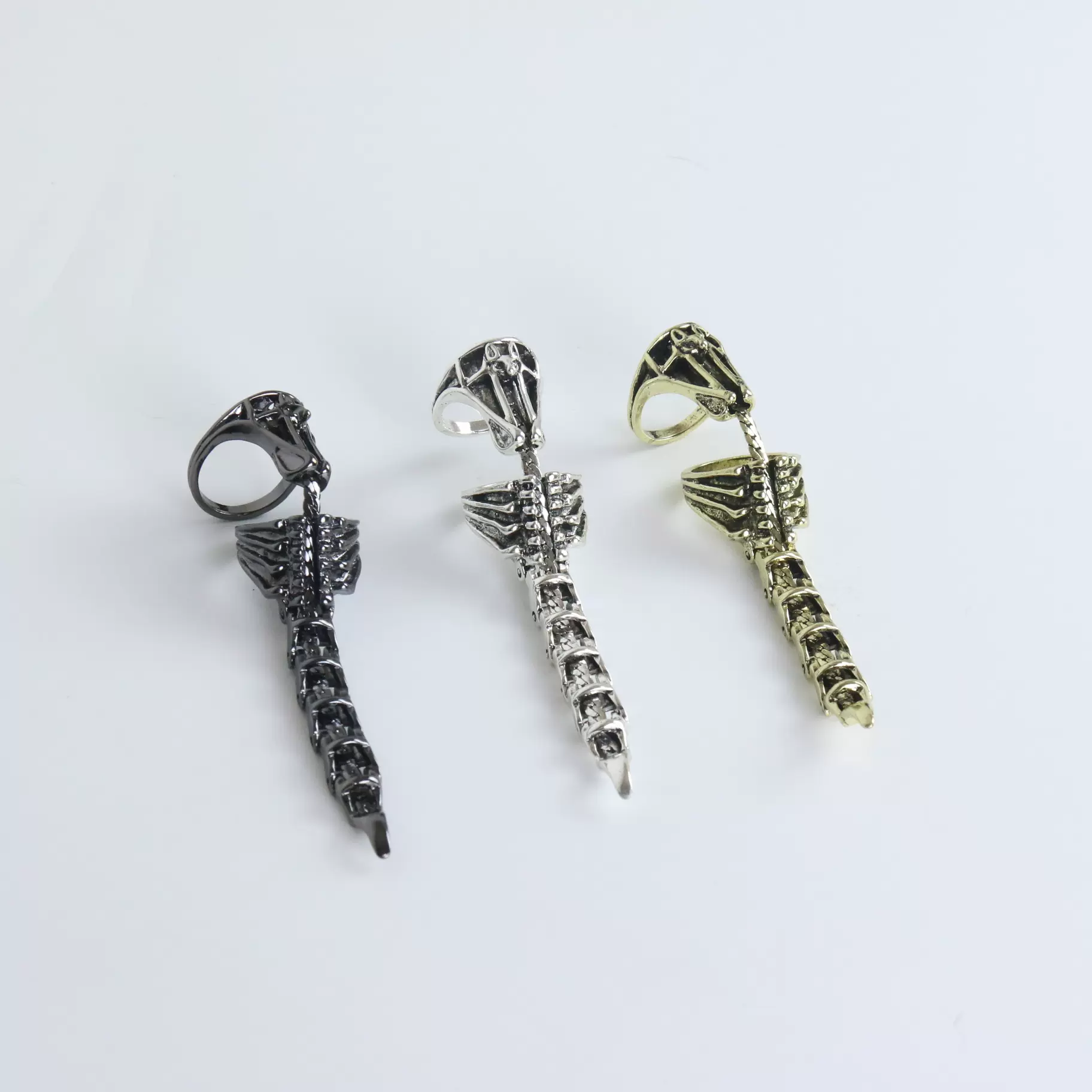 欧美个性霸气龙骨活动关节嘻哈做旧复古潮人摇滚朋克龙头龙脊戒指