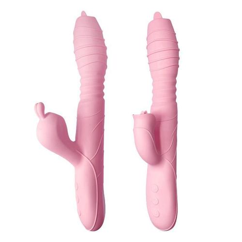 Licking rabbit vibrator, tongue licking, double shock AV stick, rechargeable double tongue massage stick, female appliance, adult sex toy