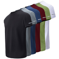 海外クロスボーダー外国貿易夏メンズ純色速乾スポーツ半袖ゆるいランニング登山カジュアルtシャツファッション
