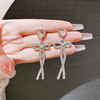 Silver needle, copper zirconium, earrings with bow, silver 925 sample, Japanese and Korean, light luxury style, micro incrustation