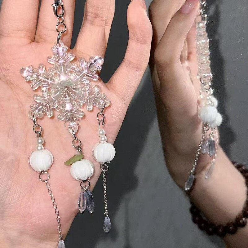 【雪顶茉莉】雪花茉莉手机链挂件咕本链挂件车挂手工黎深原创挂饰|undefined