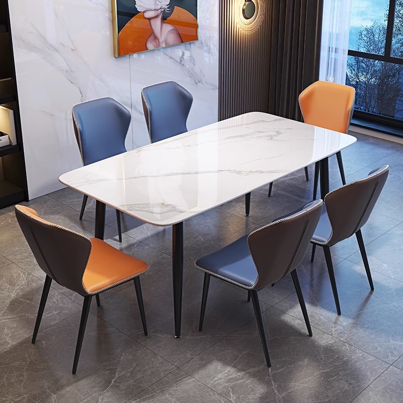 长方形小户型饭桌现代简约亮光岩板组合意式简约现代