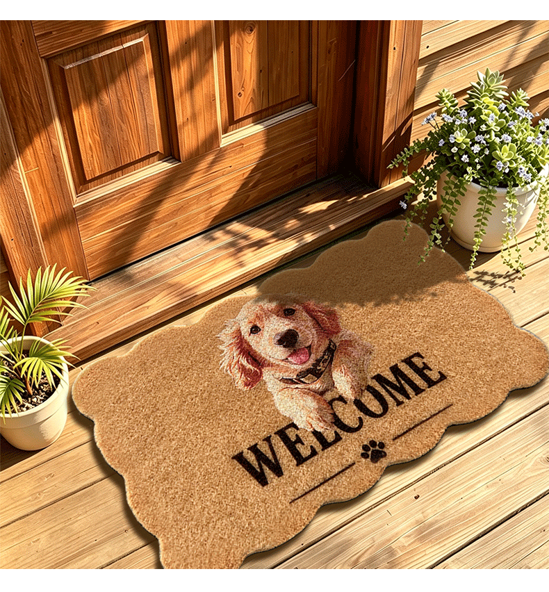 American-style imitation coconut palm fiber doormat, thickened entrance mat, coconut fiber print, outdoor dirt-resistant and non-slip floor mat