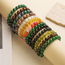 厂家直销天然石松石玛瑙串珠手链火山磨砂石手链可调节多色手串