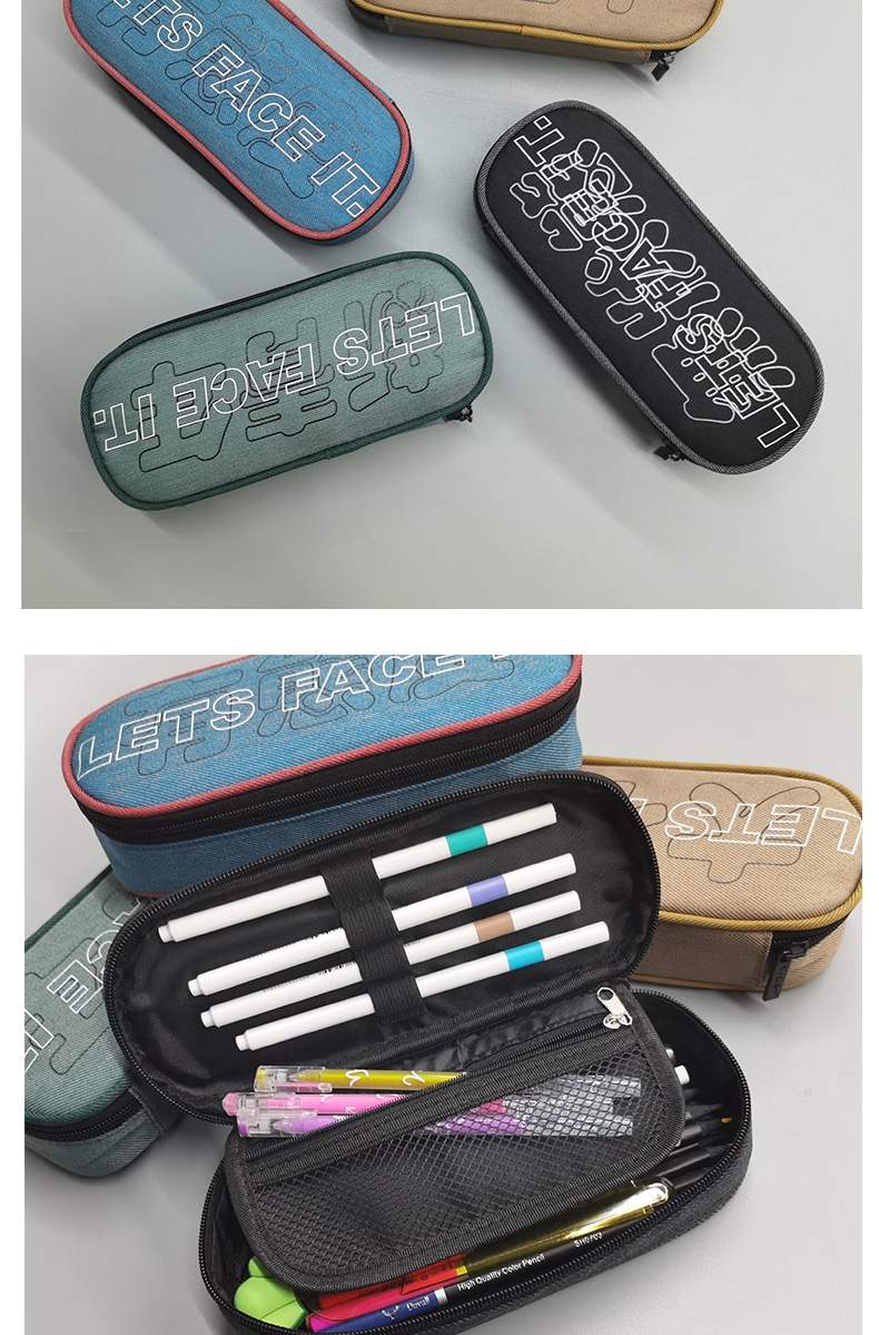 ·韩国大容量双层铅笔盒小学生笔袋日式纯色文具盒 pencil case详情22